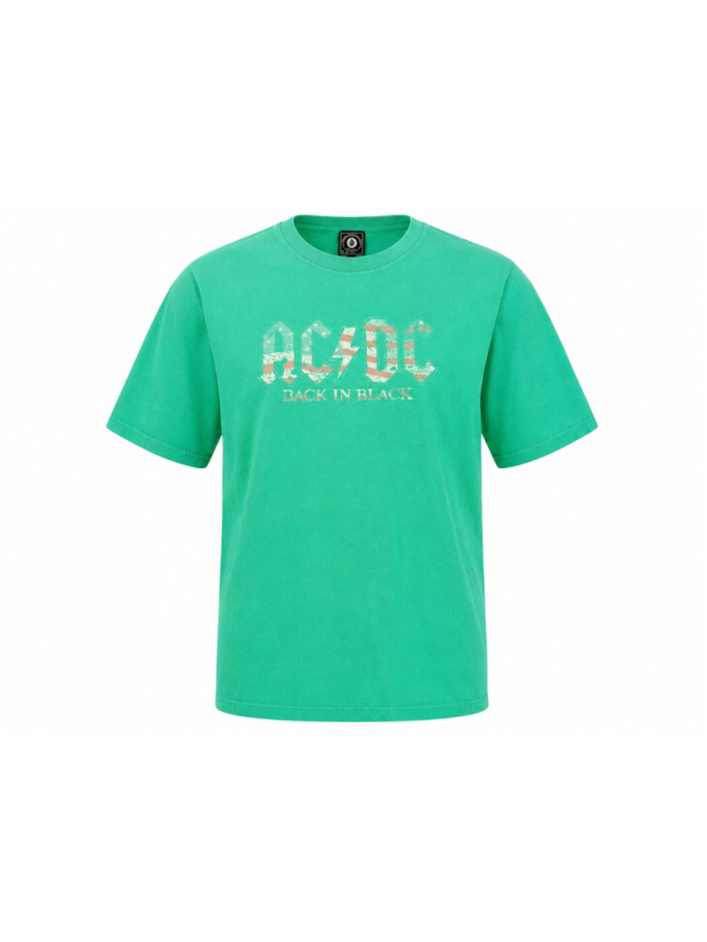 AC/DC Mens Back In Black Band T Shirt Sz L Green Graphic Rock Music Cotton Tee
